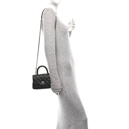 Caviar Quilted Extra Mini Coco Handle Flap Black