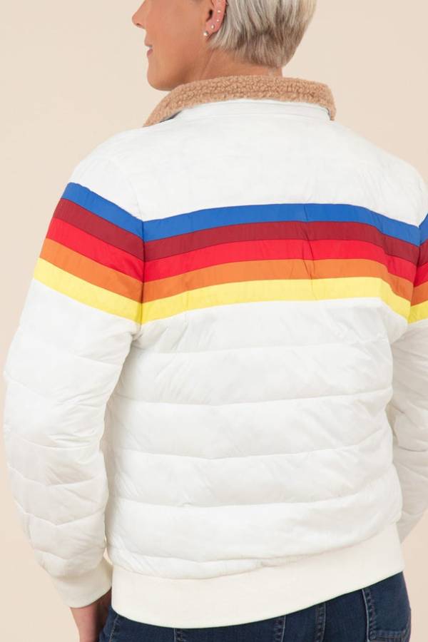 Chaqueta aislante de rayas retro Chasing Rainbows