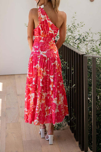 Vestido midi sin mangas con hombros descubiertos y largo medio 
