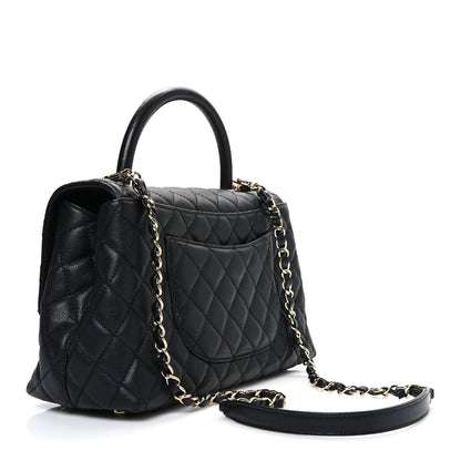 Caviar Quilted Small Coco Handle Flap Black
