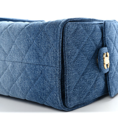 Washed Denim Quilted Small Chanel 25 Handbag Blue