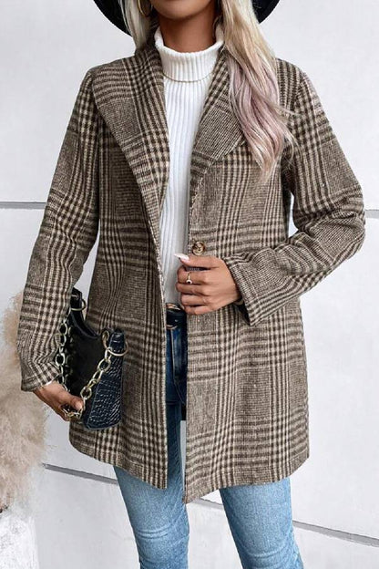 Chaqueta de manga larga con cuello a cuadros de Style Collection
