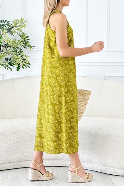 Vestido asimétrico de hojas de oliva