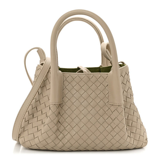 Calfskin Intrecciato Small Pinacoteca Tote Ecru Matcha