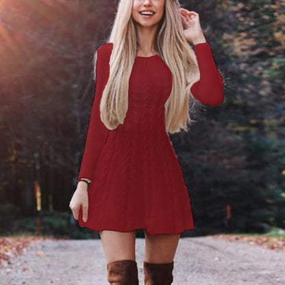 Suéter de otoño e invierno para mujer, suéter de punto holgado con cuello redondo, vestido para el pelo