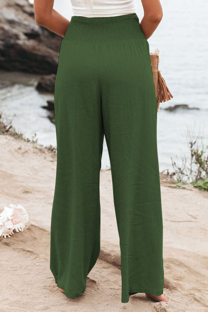 Pantalones fruncidos con bolsillos de mezcla de lino Fresh Air