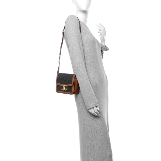 Calfskin Triomphe Canvas Teen Triomphe Bag Tan