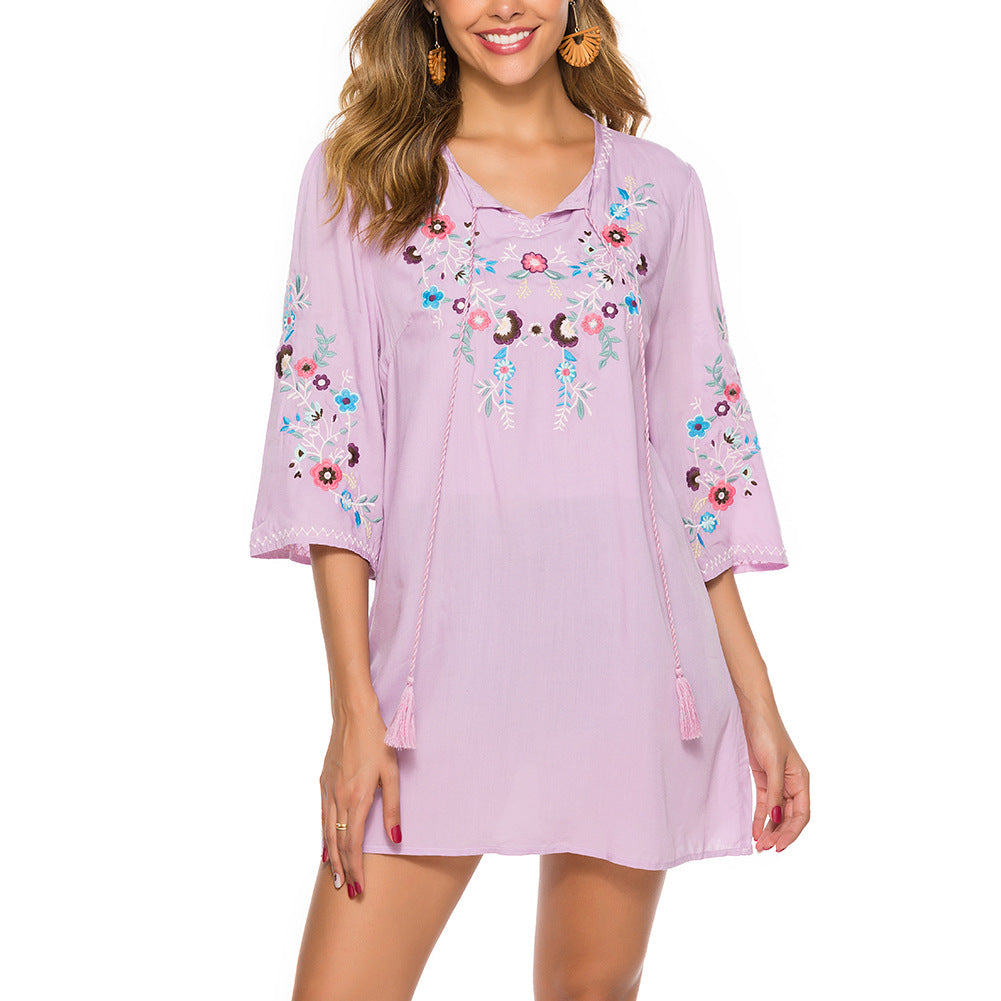 Vestido holgado de primavera para mujer, vestido francés retro.