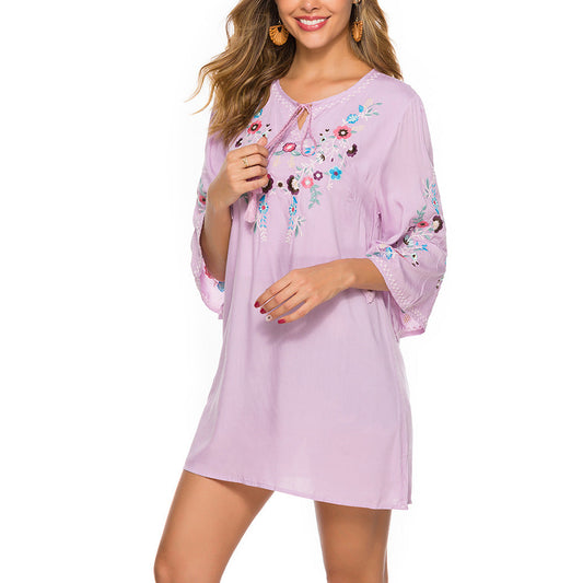 Vestido holgado de primavera para mujer, vestido francés retro.