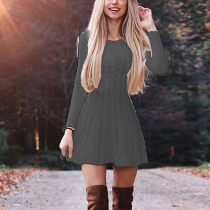 Suéter de otoño e invierno para mujer, suéter de punto holgado con cuello redondo, vestido para el pelo