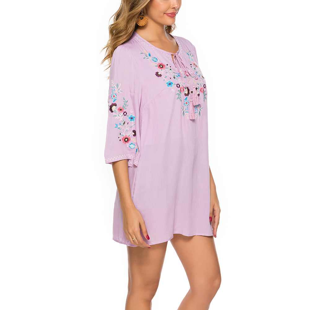 Vestido holgado de primavera para mujer, vestido francés retro.
