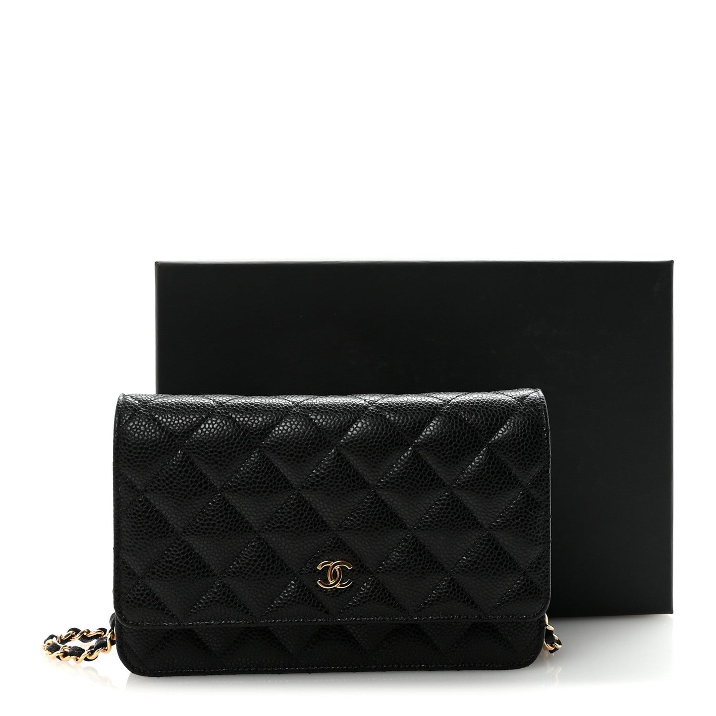 Caviar Quilted Wallet On Chain WOC Black