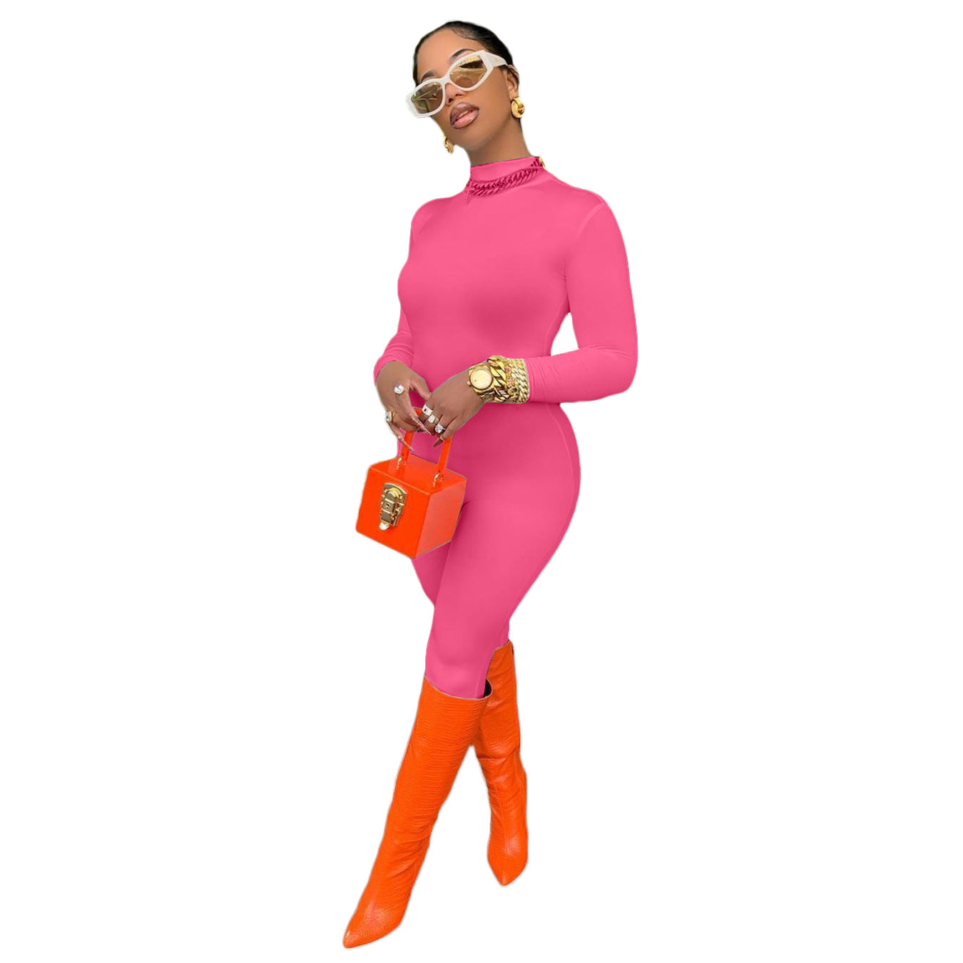 Women Autumn Winter Casual Sexy Solid Color Jumpsuit