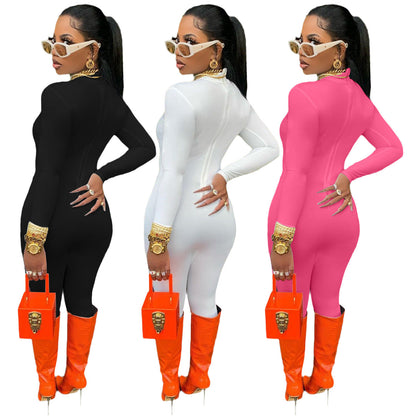 Women Autumn Winter Casual Sexy Solid Color Jumpsuit