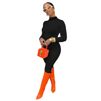 Women Autumn Winter Casual Sexy Solid Color Jumpsuit
