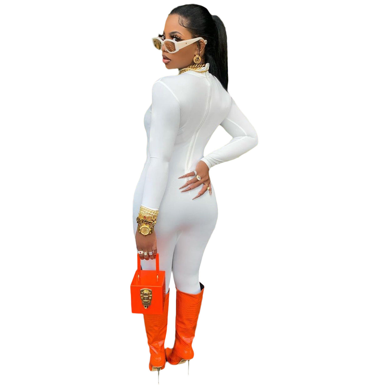 Women Autumn Winter Casual Sexy Solid Color Jumpsuit