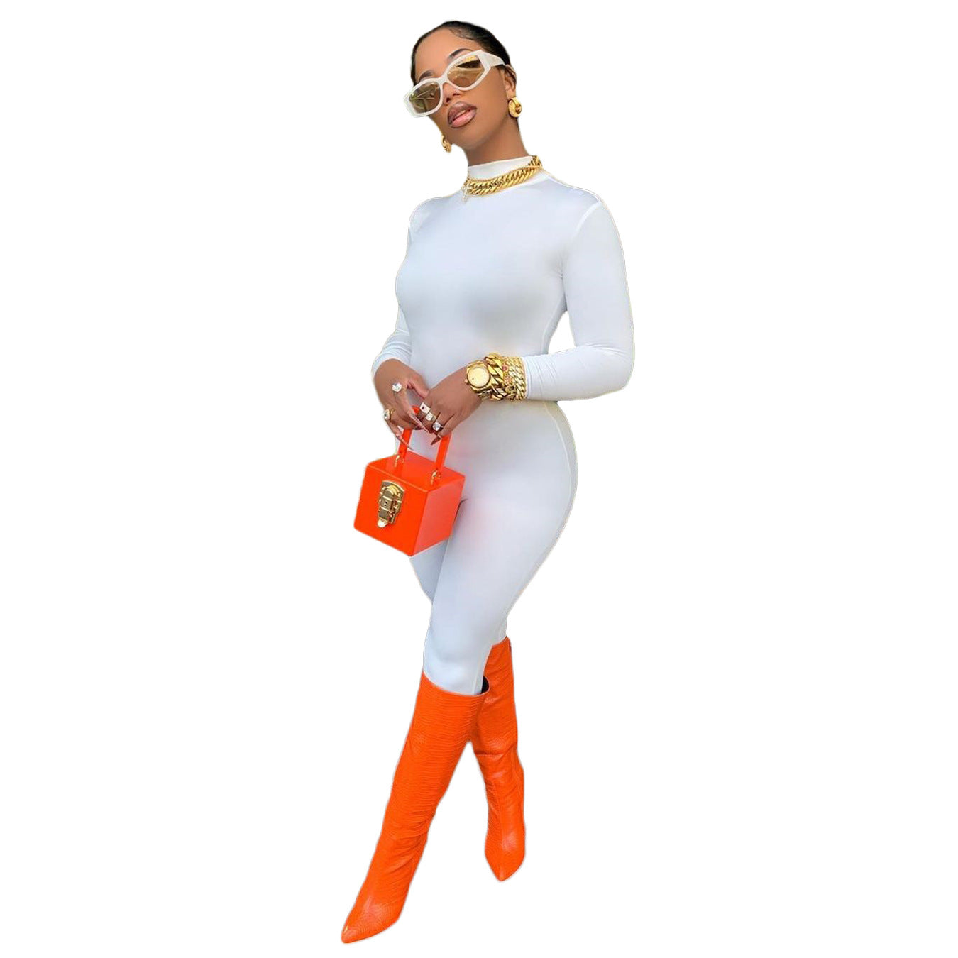 Women Autumn Winter Casual Sexy Solid Color Jumpsuit