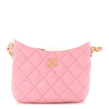 Lambskin Quilted CC Links Hobo Light Pink
