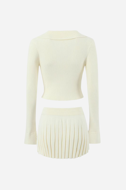 Bowknot Ribbed Three-piece Knitted Set