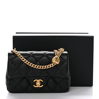 Caviar Quilted Mini Sweetheart Rectangular Flap Black