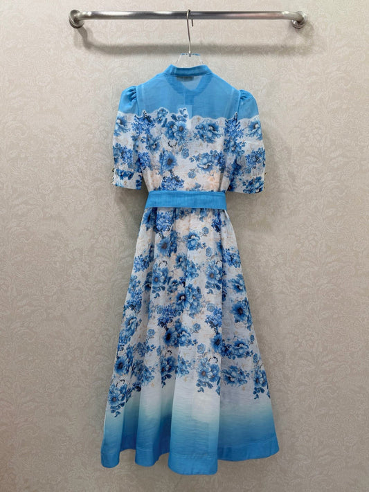 Zimmermann Alisa Dress Blue Floral Cotton 347322