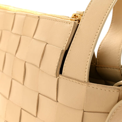 Lambskin Maxi Intrecciato Bowling Cassette Shoulder Bag Porridge