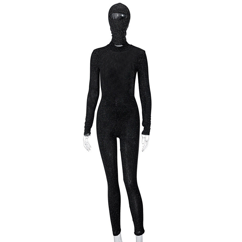 Ropa de verano para mujer, popular, de manga larga, cuello alto, sin espalda, pantalones de una pieza, mono deportivo, regalo para la cabeza