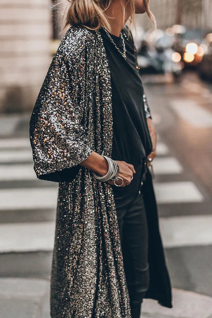 Kimono con mangas acampanadas y lentejuelas Disco Glamour 