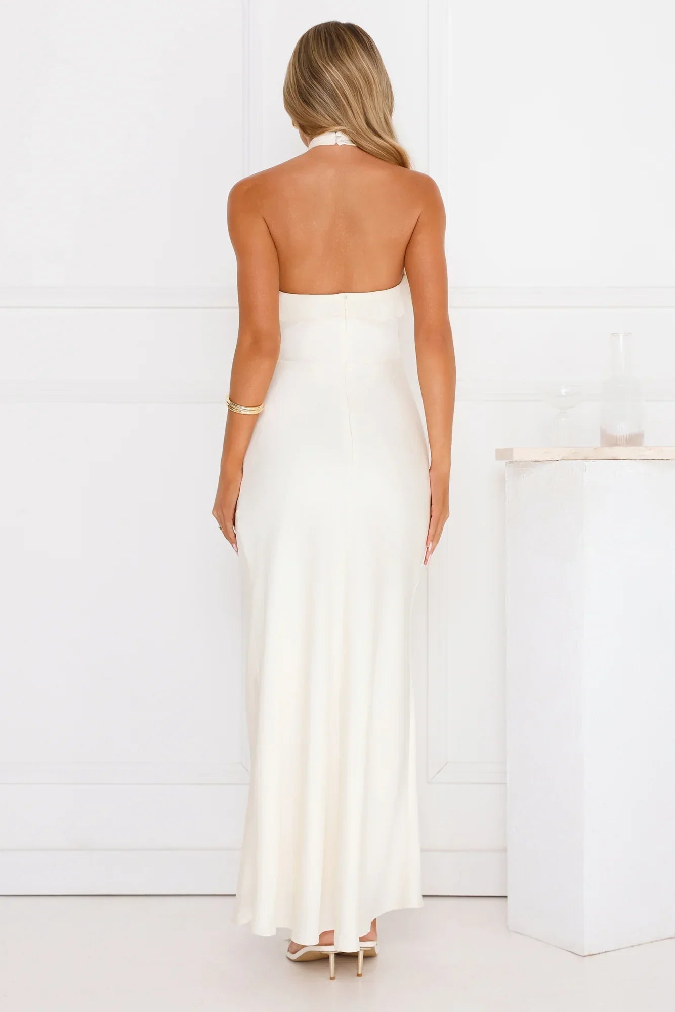 Luxora Lady Halter Satin Maxi Dress