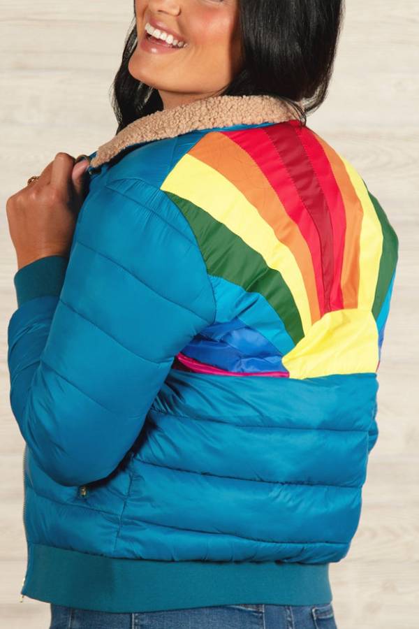 Chaqueta aislante de rayas retro Chasing Rainbows