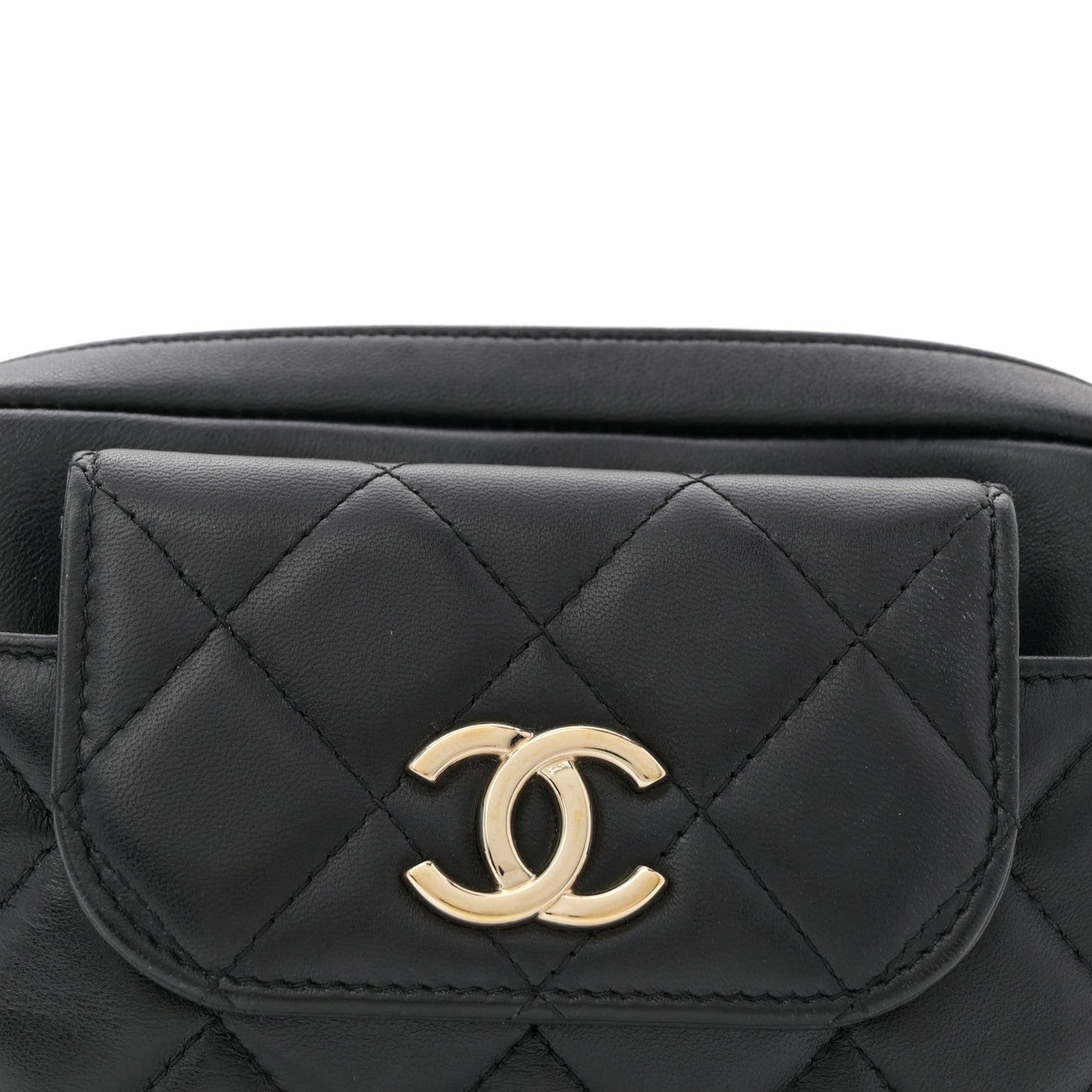 Lambskin Quilted Waist Bag Black