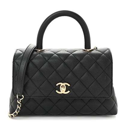 Caviar Quilted Mini Coco Handle Flap Black