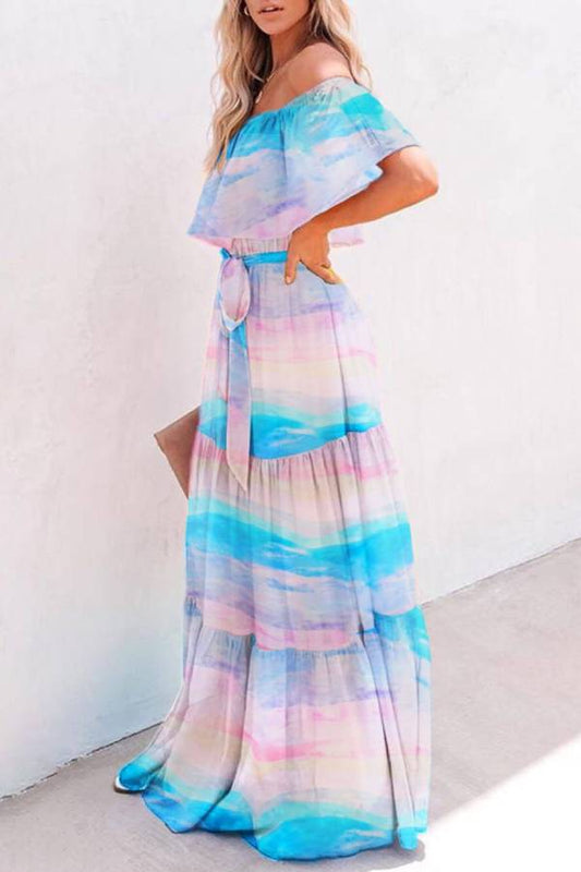 Vestido de falda completa con estampado cruzado en el pecho 