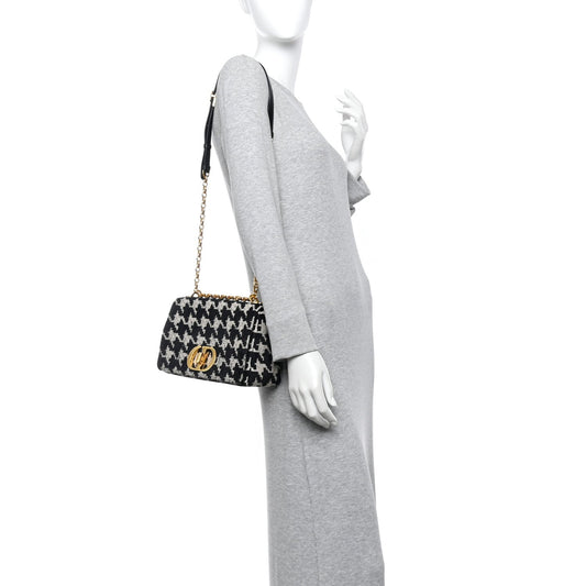 Tweed Houndstooth Medium Caro Bag Black Beige
