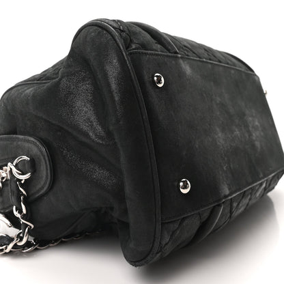 Iridescent Calfskin Quilted Relax CC Bowler Bag Black