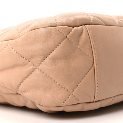 Lambskin Quilted Large CC Funky Town Hobo Beige