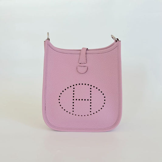 Hermes Mauve Sylvestre Clemence Mini Evelyne TPM 16 Palladium Hardware