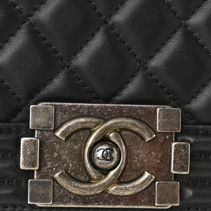 Lambskin Quilted Small Boy Flap Black