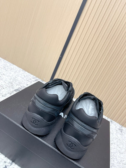 Chanel 26SS New Casual Black Sneakers in Cowhide with Mesh Cloth 591413