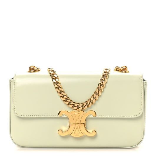 Shiny Calfskin Triomphe Chain Shoulder Bag Jade