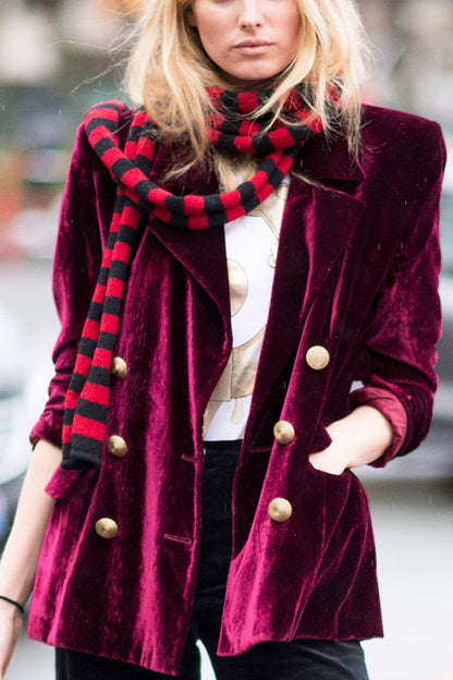 Golden velvet temperament party ladies mid-length suit jacket