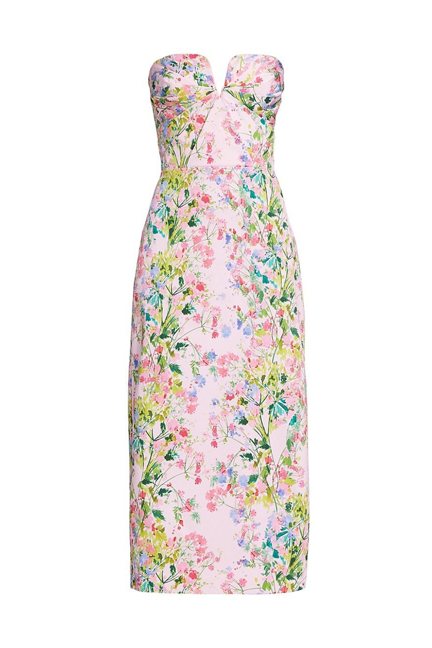 Vestido midi sin tirantes con estampado floral de Karen 