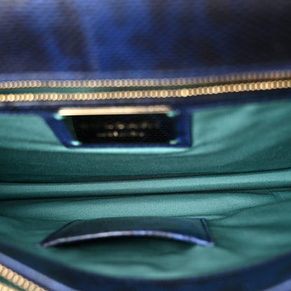 Shiny Karung Medium Serpenti Forever Crossbody Bag Dark Blue