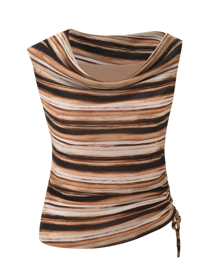 Braelyn Top - Brown Stripe