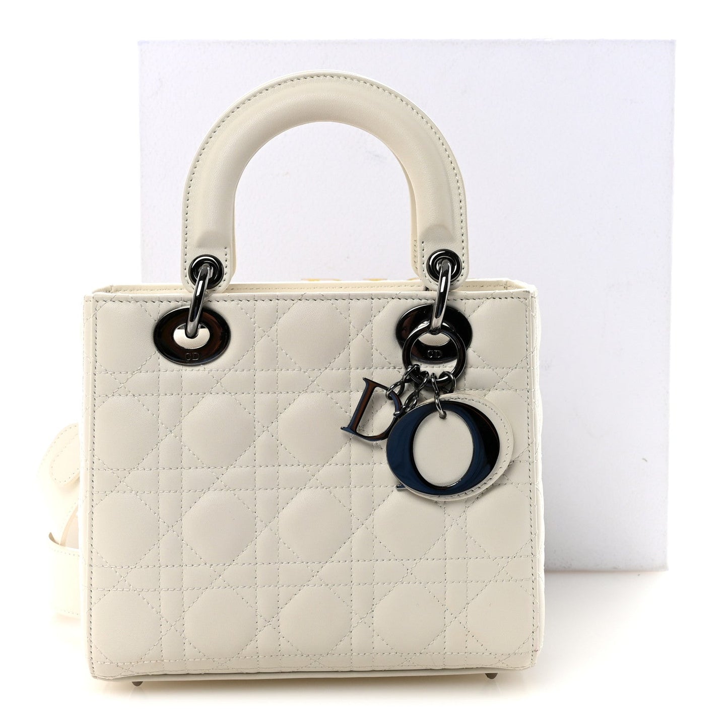 Lambskin Cannage Small My ABCDior Lady Dior White