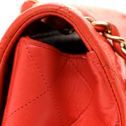 Lambskin Quilted Maxi Single Flap Red