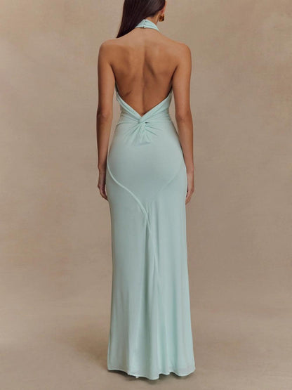 Kendra™ | Slinky Halter Maxi Dress