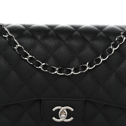 Caviar Quilted Jumbo Double Flap Black