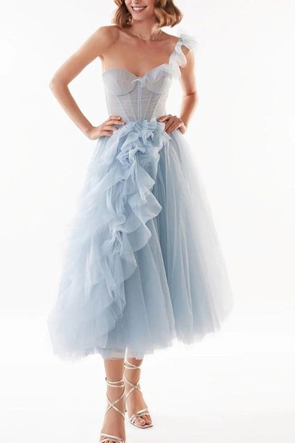 Vestido de malla de corte entallado, vestido de princesa para banquete.