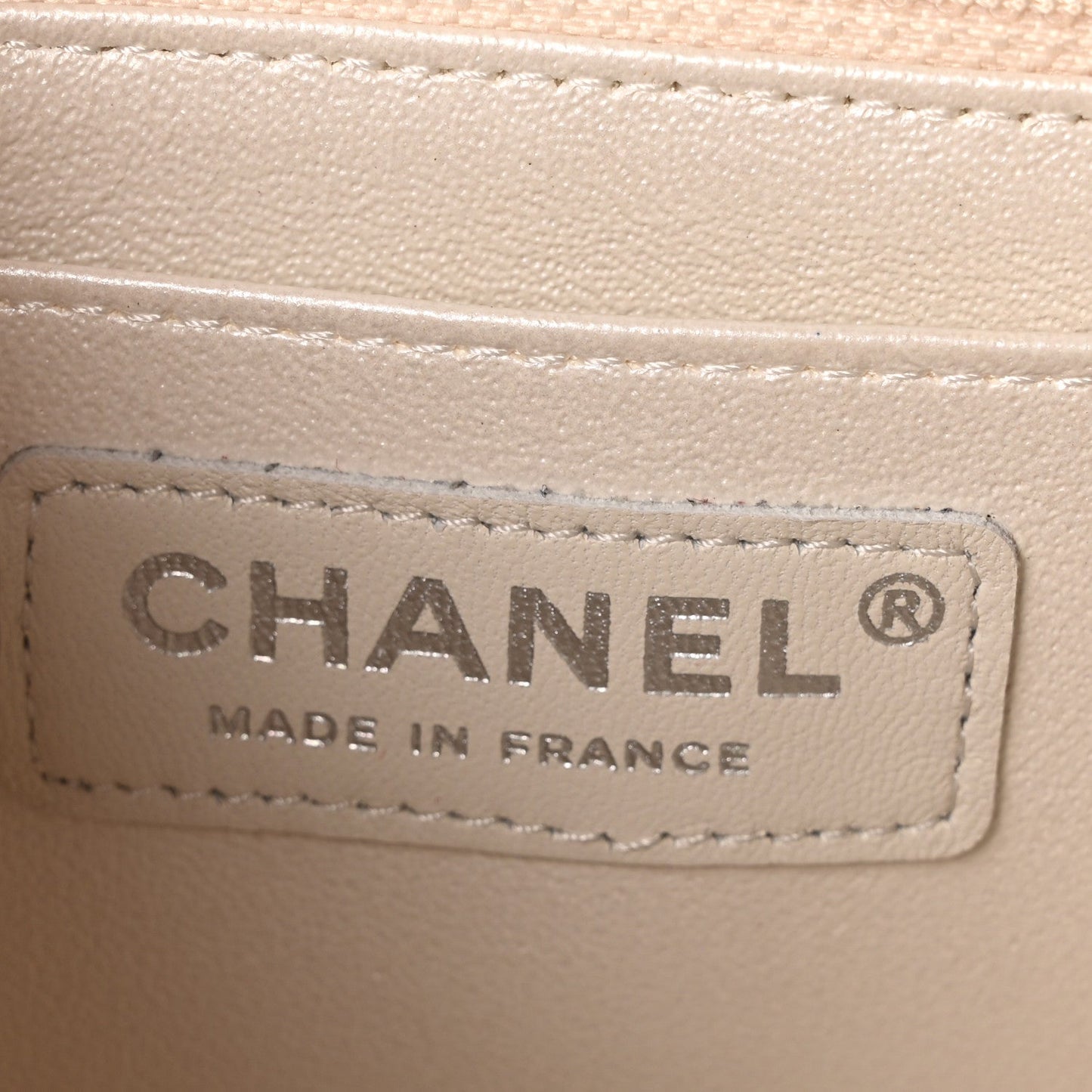 Iridescent Calfskin Quilted Mini Rectangular Flap White